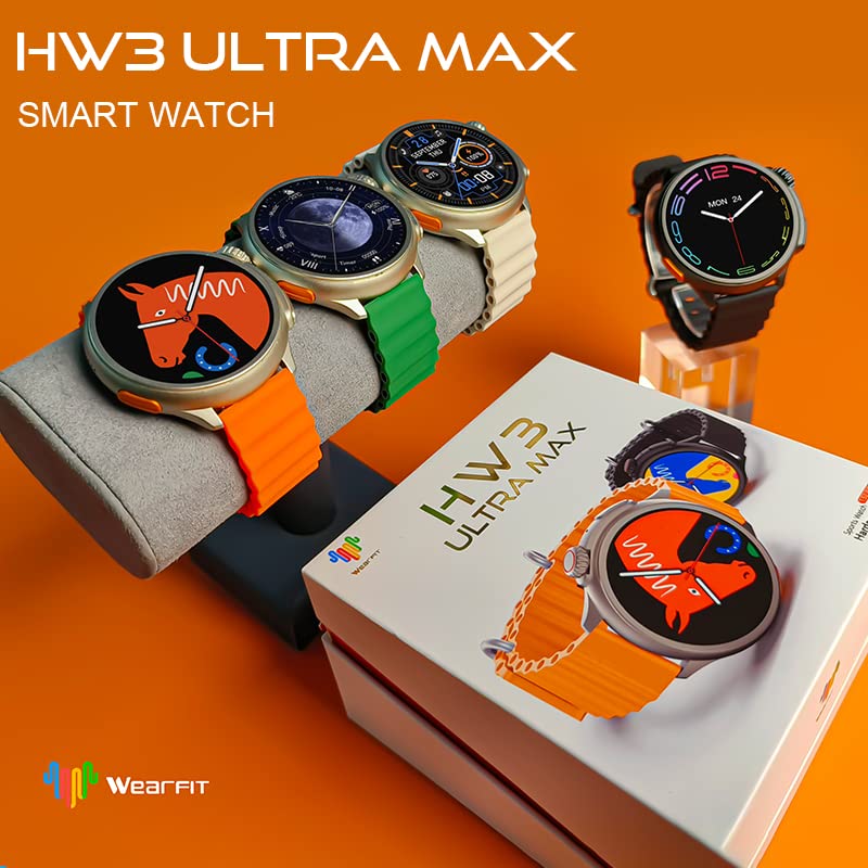 Reloj Smartwatch Hw3 Ultra Max, redondo, para hombre y mujer, pulsera negra, bisel negro