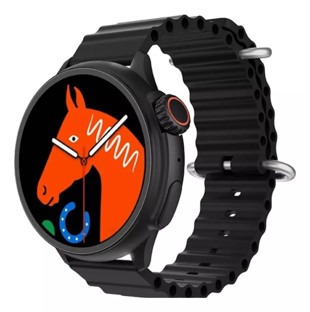 Reloj Smartwatch Hw3 Ultra Max, redondo, para hombre y mujer, pulsera negra, bisel negro