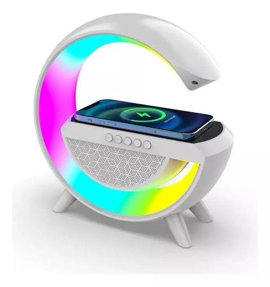 Lampara De Mesa G Parlante Cargador Inalámbrico Luces Rgb